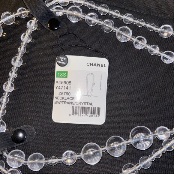 Chanel Authentic 20” Crystal Trans Clear Necklace Double Layer Double CC Logo - Picture 12 of 14